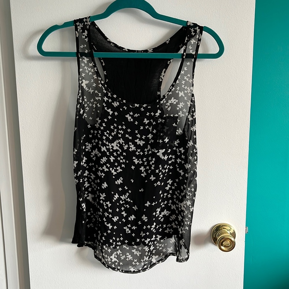 Small black and white One Clothing racer back tank top